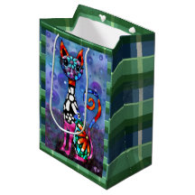Whimsical Big-Eyed Funky Abstract Kitty Cat