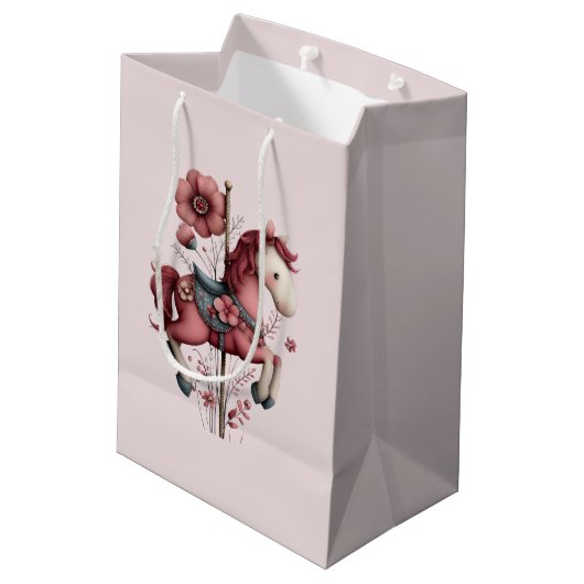 Sac Cadeau Moyen Whimsical Carousel Horse Image (Dos Angle)