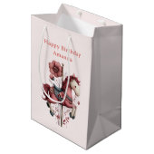 Sac Cadeau Moyen Whimsical Carousel Horse Image Birthday (Devant Angle)