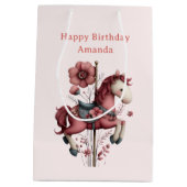 Sac Cadeau Moyen Whimsical Carousel Horse Image Birthday (Dos)