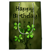 Sac Cadeau Moyen Whimsical Clovers Irlandais Joyeux anniversaire (Dos)