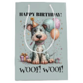 Sac Cadeau Moyen Whimsical Dog Watercolor Birthday (Devant)