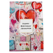 Sac Cadeau Moyen Whimsical Hearts and Love Letters Motif Anniversai (Dos)