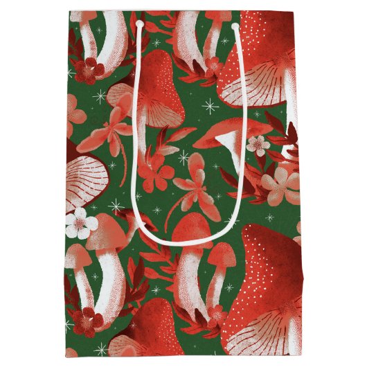 Sac Cadeau Moyen Whimsical Mushroom Magie rouge et vert (Dos)