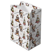Sac Cadeau Moyen Whimsical Teddy Bear Christmas White Background (Devant Angle)