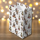 Sac Cadeau Moyen Whimsical Teddy Bear Christmas White Background
