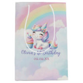 Sac Cadeau Moyen Whimsical Unicorn Rainbow Anniversday Party cadeau (Devant)