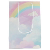 Sac Cadeau Moyen Whimsical Unicorn Rainbow Anniversday Party cadeau (Dos)