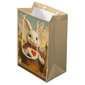 Sac Cadeau Moyen Whimsical White Rabbit Hearts Enchanted Wonderland (Devant Angle)