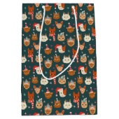 Sac Cadeau Moyen Whimssal Noël Chat Motif Vert (Devant)