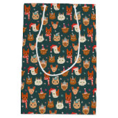 Sac Cadeau Moyen Whimssal Noël Chat Motif Vert (Dos)