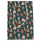 Sac Cadeau Moyen Whimssical Christmas Chien Motif Vert (Devant)