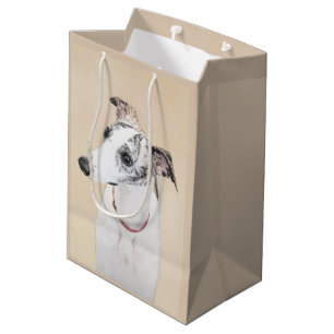 Sac Cadeau Moyen Whippet, whippet anglais, rupture, blanc, brindle,