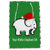 Sac Cadeau Moyen White Elephant with Santa Hat Design Gift Bag (Devant)