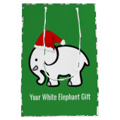 Sac Cadeau Moyen White Elephant with Santa Hat Design Gift Bag (Dos)
