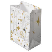 Sac Cadeau Moyen White & Gold Snowflake Sparkle Gift Bag – Elegant (Devant Angle)