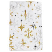Sac Cadeau Moyen White & Gold Snowflake Sparkle Gift Bag – Elegant (Devant)