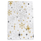 Sac Cadeau Moyen White & Gold Snowflake Sparkle Gift Bag – Elegant (Dos)
