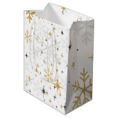 Sac Cadeau Moyen White & Gold Snowflake Sparkle Gift Bag – Elegant (Dos Angle)