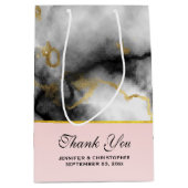 Sac Cadeau Moyen White Gray Marble with Gold Ribbon (Devant)