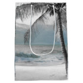 Sac Cadeau Moyen White Palm Coconut Tree Beach Mariage élégant (Dos)