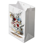 Sac Cadeau Moyen White Rabbit Alice Wonderland Hearts (Devant Angle)
