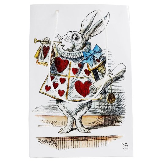 Sac Cadeau Moyen White Rabbit Alice Wonderland Hearts (Devant)