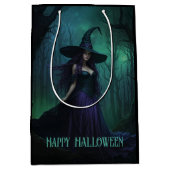 Sac Cadeau Moyen Wicked Halloween sorcière en violet et noir (Devant)