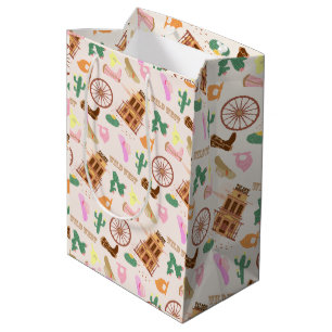 Sac Cadeau Moyen Wild West avec Cactus Motif Anniversaire de enfant