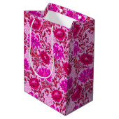 Sac Cadeau Moyen William Morris Chrysanthemums, Bourgogne et rose (Dos Angle)