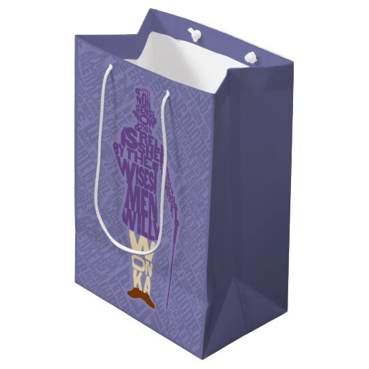 Sac Cadeau Moyen Willy Wonka Citation Silhouette (Devant Angle)