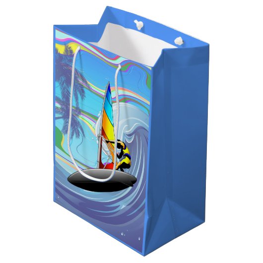 Sac Cadeau Moyen WindSurfer sur Big Ocean Waves (Devant Angle)