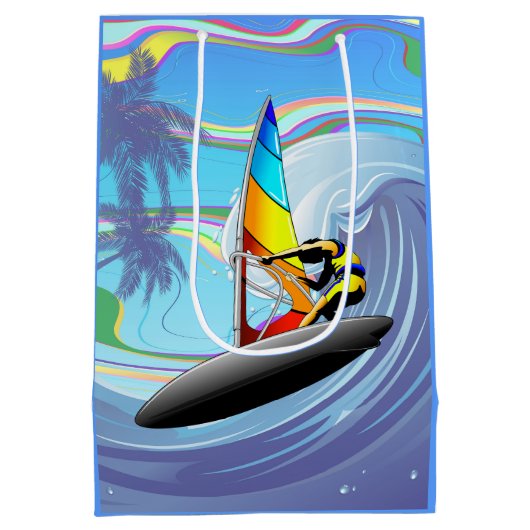 Sac Cadeau Moyen WindSurfer sur Big Ocean Waves (Dos)