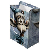 Sac Cadeau Moyen Winter Blue Christmas Cute Giraffe With Hat (Devant Angle)