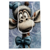 Sac Cadeau Moyen Winter Blue Christmas Cute Giraffe With Hat (Dos)