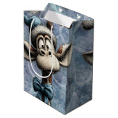 Sac Cadeau Moyen Winter Blue Christmas Cute Giraffe With Hat (Dos Angle)