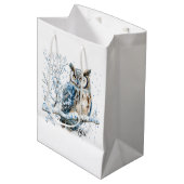 Sac Cadeau Moyen Winter Snowflakes Blue Owl Christmas Snow (Devant Angle)