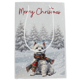Sac Cadeau Moyen Winter Westie Merry Christmas Gift Bag