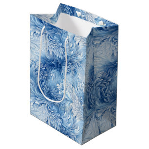 Sac Cadeau Moyen Winter Wonderland Bleu gelé motif