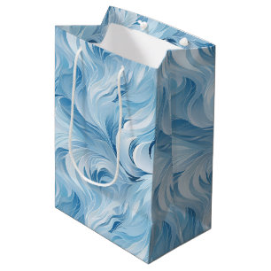Sac Cadeau Moyen Winter Wonderland Bleu gelé motif