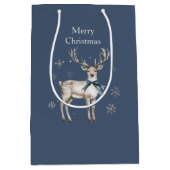 Sac Cadeau Moyen Winter Wonderland Blue Deer Snowflakes Christmas (Devant)