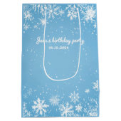 Sac Cadeau Moyen Winter Wonderland Blue Snowflake Birthday (Dos)