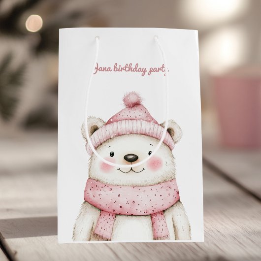 Sac Cadeau Moyen Winter Wonderland White Bear