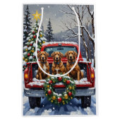 Sac Cadeau Moyen Wirehaired Pointing Griffon Christmas Red Truck (Devant)