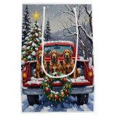 Sac Cadeau Moyen Wirehaired Pointing Griffon Christmas Red Truck (Dos)