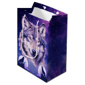 Sac Cadeau Moyen Wolf Galaxy Stars Cosmique fête d'anniversaire (Devant Angle)