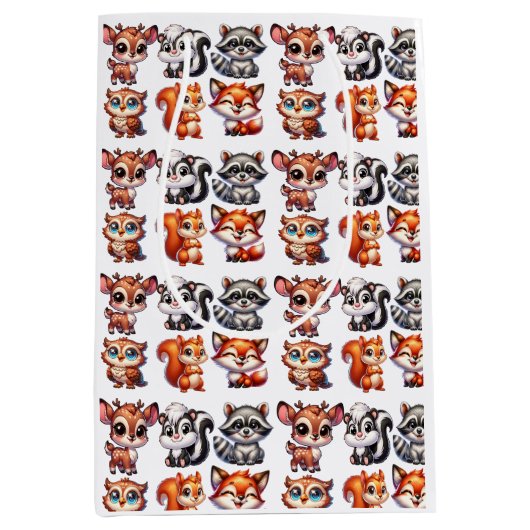 Sac Cadeau Moyen Woodland Créatures Baby shower du garçon (Devant)