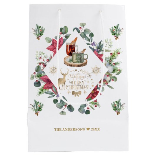 Sac Cadeau Moyen Wreath Script Winter Vous Souhaite Un Joyeux Noël (Dos)