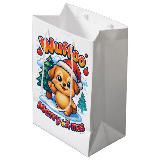 Sac Cadeau Moyen Wuffoo Roony Merry X-mas Kawaii 3D Holiday