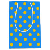 Sac Cadeau Moyen Yellow On Blue Polka Dots Pattern Design (Devant)